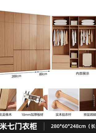 Armadio in Legno Massello di Rovere — Stile Nordico Scandinavo | Guardaroba Modulare per Camera da Letto