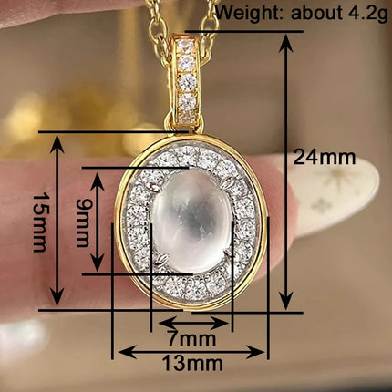 Collana con ciondolo ovale color oro Huitan per donna, accessori moda per matrimoni e feste, gioielli di lusso versatili con intarsi in CZ brillante