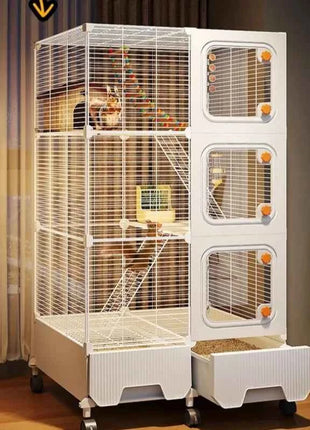 Multi-Level Wire Squirrel Cage, Extra Tall Sugar Glider Habitat, Oversized Chinchilla Villa Cage, Easy-Clean Pet Play House