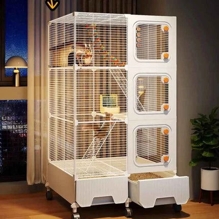 Multi-Level Wire Squirrel Cage, Extra Tall Sugar Glider Habitat, Oversized Chinchilla Villa Cage, Easy-Clean Pet Play House