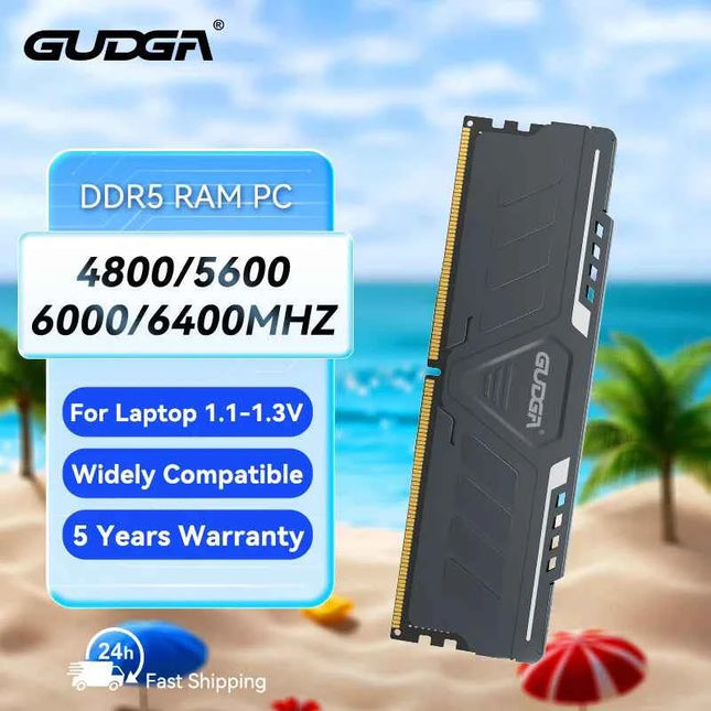 GUDGA DDR5 RAM Desktop Memory 32GB 16GB 8GB 4800-6800MHz Memoria Ram PC4 Gaming Memory XMP Udimm with Heatsink for Motherboard