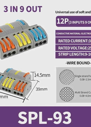 1 In Multiple Out Push-in Electrical Wire Connector Terminal Block Universal Fast Wiring Cable Connectors For Cable Connection