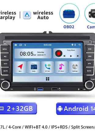 Wireless Carplay Android 14 Auto Radio for Volkswagen VW Passat B6 B7 CC T5 Tiguan Touran POLO GOLF 56 Multimedia GPS NaviScreen