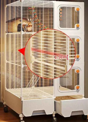 Multi-Level Wire Squirrel Cage, Extra Tall Sugar Glider Habitat, Oversized Chinchilla Villa Cage, Easy-Clean Pet Play House