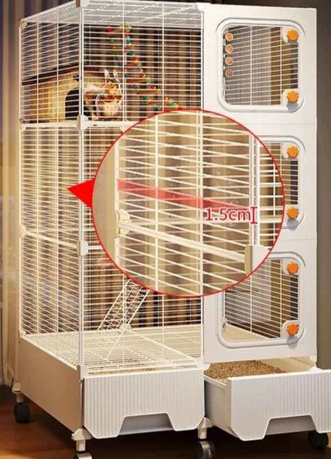 Multi-Level Wire Squirrel Cage, Extra Tall Sugar Glider Habitat, Oversized Chinchilla Villa Cage, Easy-Clean Pet Play House