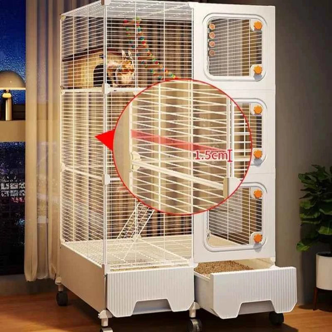 Multi-Level Wire Squirrel Cage, Extra Tall Sugar Glider Habitat, Oversized Chinchilla Villa Cage, Easy-Clean Pet Play House