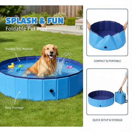Piscina pieghevole per cani – Struttura robusta in PVC, design antiscivolo e valvola di scarico rapido