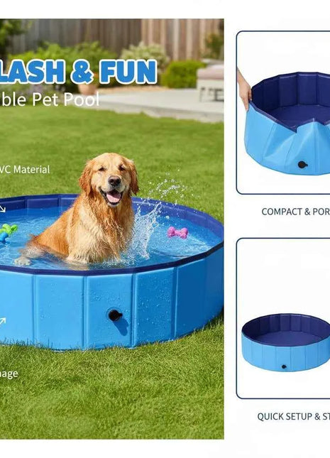 Piscina pieghevole per cani – Struttura robusta in PVC, design antiscivolo e valvola di scarico rapido