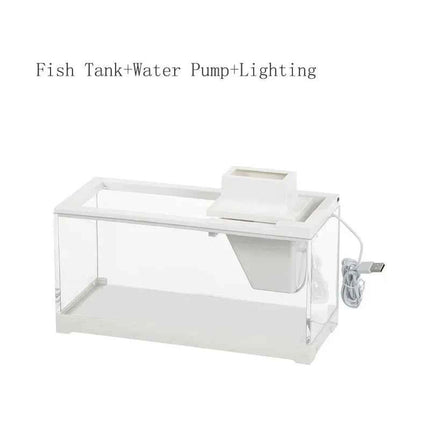 High Transmittance Fish Tank Aquarium Kits with Water Pump Heating Mat Lighting Desktop Decor For Shrimp Jellyfish Goldfish