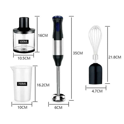 Frullatore a Immersione 4-in-1 da 1000W, Mixer Elettrico con Lame in Acciaio Inox, Set per Frullare Verdure e Carne, Frullatore a Immersione e Spremiagrumi
