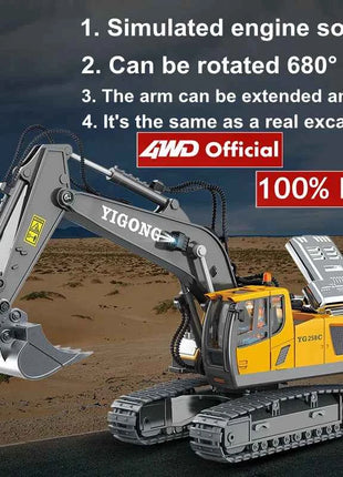4WD Remote Control Excavator 4x4 Alloy Dump Truck Bulldozer Radio Model RC Car Construction Vehicle Toy Children Kids Gifts