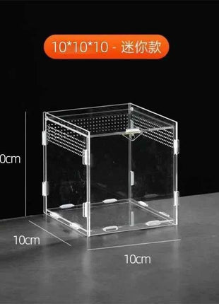 Transparent Acrylic Reptile Terrarium Habitat Box Nano Arboreal Tarantula Enclosure Spider Scorpion Bearded Dragon Habitat