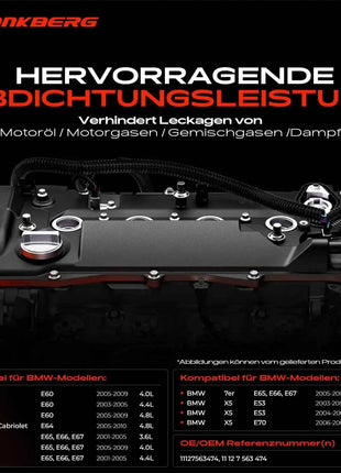 Coperchio valvole Frankberg 1x per testata cilindri BMW Serie 5 E60 E61 6ER E63 E64 7ER E65 X5 E53 E70 2001-2010 11127563474