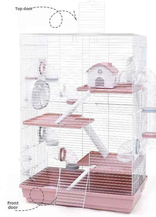Large Multi-Level Hamster Cage with Tunnels, Spacious & Ventilated Syrian Hamster Habitat, Fun Interactive Pet Home