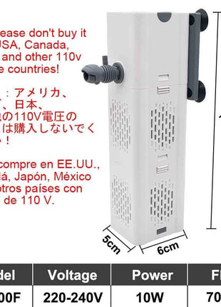 Aquarium Filter Pump Fish Tank Submersible Silent Air Oxygen Aerator Internal Water Pump Aquarium Air Pump Wave Maker 220v