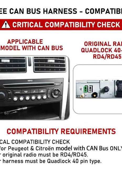 Cablaggio quadlock decodificatore CAN Bus, ritenzione SWC protocollo BSI, adattatore telaio Android per auto P&P 16 pin, per Peugeot 207, 207cc