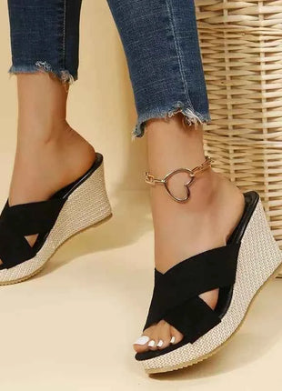 Alla moda bocca di pesce cava traspirante zeppa nuove scarpe da donna comode Casual aumentate eleganti pantofole Zapatos Mujer