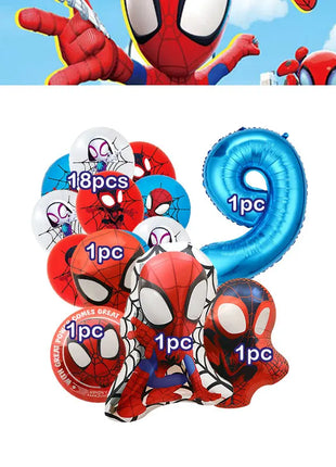Set Decorazioni per Festa di Compleanno Spidey e Amici, Articoli per la Tavola, Bicchieri, Piatti, Palloncini, Striscione, Sacchetti Regalo, Decorazioni per Torte, Accessori per Bambini
