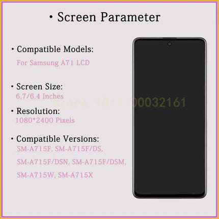 Display AMOLED Per Samsung A71 LCD A715F Schermo Digitizer Assembly Per Samsung Galaxy A71 Display SM-A715W SM-A715F/DS LCD