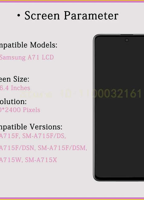 Display AMOLED Per Samsung A71 LCD A715F Schermo Digitizer Assembly Per Samsung Galaxy A71 Display SM-A715W SM-A715F/DS LCD