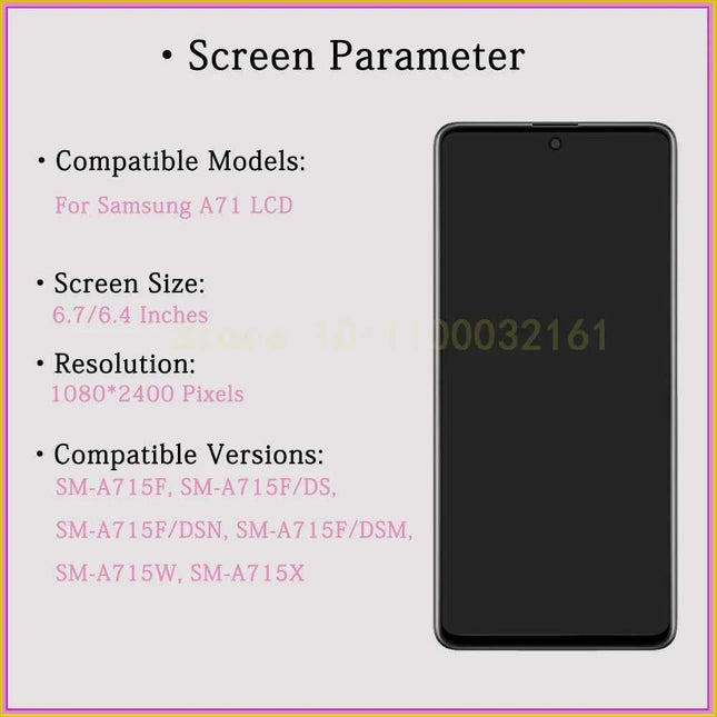 Display AMOLED Per Samsung A71 LCD A715F Schermo Digitizer Assembly Per Samsung Galaxy A71 Display SM-A715W SM-A715F/DS LCD