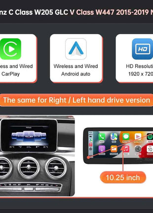 Linux Multimedia Screen Wireless CarPlay Android Auto for Mercedes-Benz W205 W176 GLC A C V Class W447 CLA GLA 2015-2018 NTG5.0