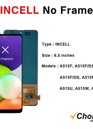 A51 Super AMOLED For Samsung A51 Screen LCD Display Digitizer Assembly Parts SM A515F A515U A515W A515X With Frame Touch Screen