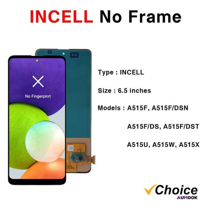 A51 Super AMOLED For Samsung A51 Screen LCD Display Digitizer Assembly Parts SM A515F A515U A515W A515X With Frame Touch Screen
