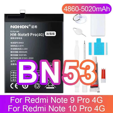 NOHON Battery for Xiaomi Redmi Note 13 12 11 10 Pro 9 8 7 6 5 4 11S 10S 9S Batteries BN5P BN53 BN46 BN45 BN5D BP47 BP4K BM5T