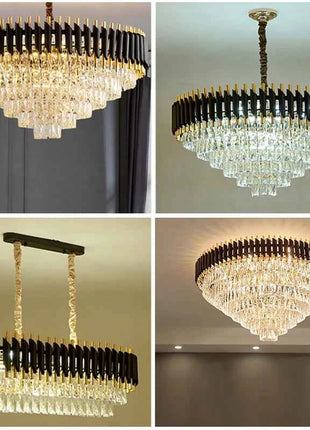 AuroraRealm Illuminazione Lampadario a soffitto in cristallo a LED Villa di lusso Soggiorno Sala da pranzo Lampada a sospensione da cucina Lampada a sospensione per la casa