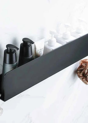 Black Bathroom Organizer Shelf With Hooks Aluminum Kitchen Decoration Shelves On Wall Shower Storage Rack Wall Mount