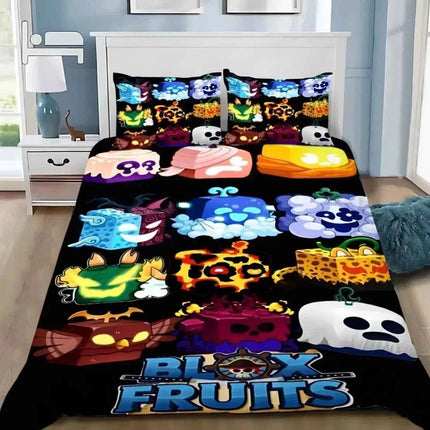 B-Blox F-Fruits Game Bedding Set 3D Cartoon Duvet Cover Set Soft Skin-Friendly Single Double King Size For Kids Birthday Gift