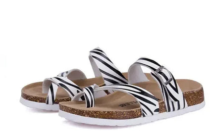 28 colori New Summer Beach Infradito in sughero Sandali Donna Pu Leather Colore misto Scarpe da pantofola per San Valentino all'aperto