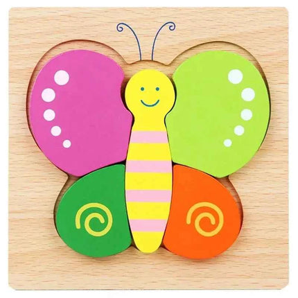 Montessori Cartoon 3D Wooden Puzzle Animal Traffic Jigsaw Toys for Kids Early Learning Educational Cognitive Game Children Gifts