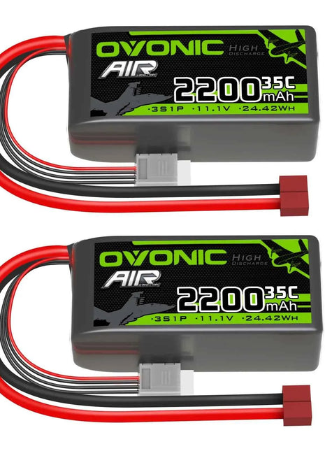 OVONIC 3S Lipo Battery 35C 2200 mAh 11.1 V Short Pack with Deans Connection for Aircraft Helicopter for 1:14 RC Car RC Plane (2P