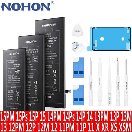 NOHON  High Capacity Phone Battery for iPhone 13 13Pro 12 Pro 11 X XR XS 12Mini 13PM 15Pro MAX 14 SE SE2 SE3 Replacement Bateria
