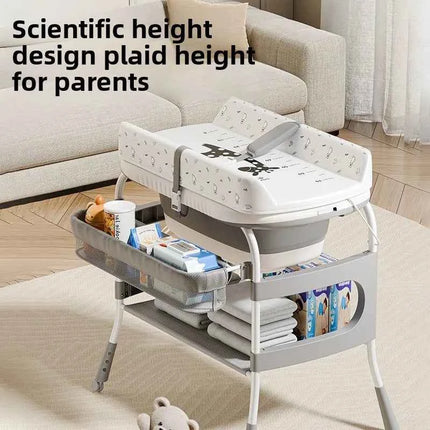 Portable Foldable Baby Diaper Changing Station with Adjustable Height Non Slip Base Storage Shelf Newborn Care Table