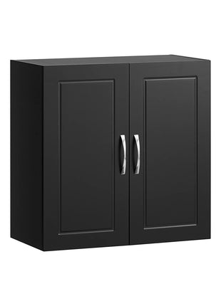 SoBuy Armadietto Pensile da Bagno con 2 Ante e Ripiano Regolabile 60x60x30 cm – Nero, Bianco, Grigio
