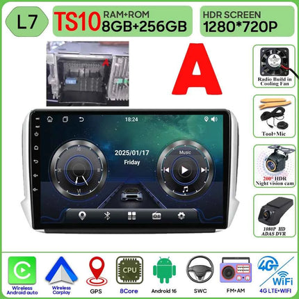 Android 16 GPS Navigation For Peugeot 2008 208 Series 2012 - 2018 Carplay Car Radio Multimedia Player Stereo Video BT 2k Screen