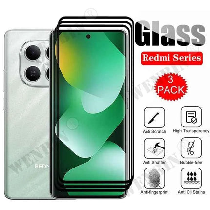3 pezzi in vetro temperato per Redmi Note 15 / Note 15 Pro / Note 15 Pro Plus 4G 5G protezione schermo curvo a copertura totale