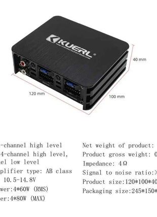 Class AB 4 Channel Car DSP Amplifier RMS 4*60W Automotive Audio System Dedicated Android Large Screen System Amplifier
