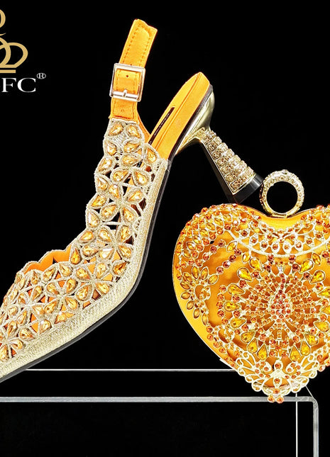 QSGFC Nuove scarpe e borse Set coordinato da donna nigeriane con tacco da festa per donna Colore fucsia Design italiano Matrimonio INS Design