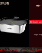 LFGB Certification 304 Stainless Steel Kitchen Food Preservation Box Air Out Slight Vaccum Crisper Well Sealed Seafood Container