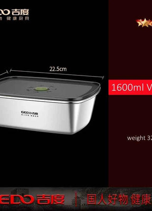 LFGB Certification 304 Stainless Steel Kitchen Food Preservation Box Air Out Slight Vaccum Crisper Well Sealed Seafood Container