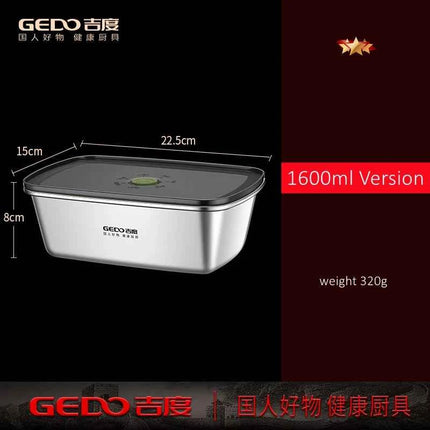 LFGB Certification 304 Stainless Steel Kitchen Food Preservation Box Air Out Slight Vaccum Crisper Well Sealed Seafood Container