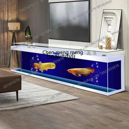 cc182l TV Cabinet Fish Tank Tea Table Integrated Aquarium Living Room Home Super White Glass Fish Globe