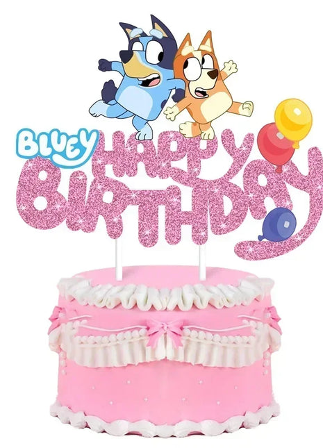 Decorazione per Torta Bluey e Bingo, Ornamento Cartoonesco, Decorazione per Feste di Compleanno, Atmosfera Festiva