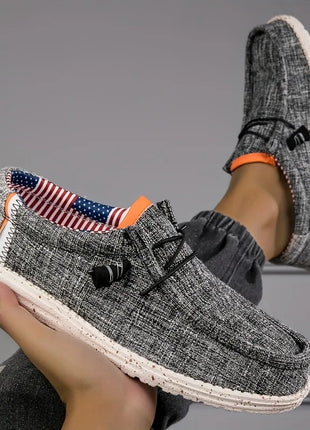 Men's Loafers Canvas Casual Shoes Breathable Comfortable Driving Shoes Vulcanized Flats Men's Walking Shoes
