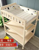 Baby Solid Wood Diaper Changing Table Multi-functional Bathing Massage Touching and Nursing Table for Newborns Movable