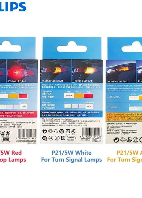 Philips Ultinon Pro6000 LED P21/5W 1157 S25 Two Contacts Amber Red White Car Turn Signal Stop Lamps No Flash Flicker Error Free